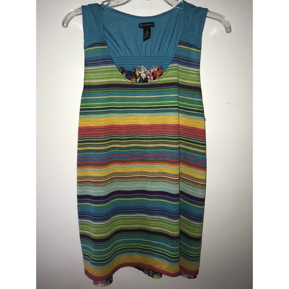 Striped/Floral Multicolored Tank Top